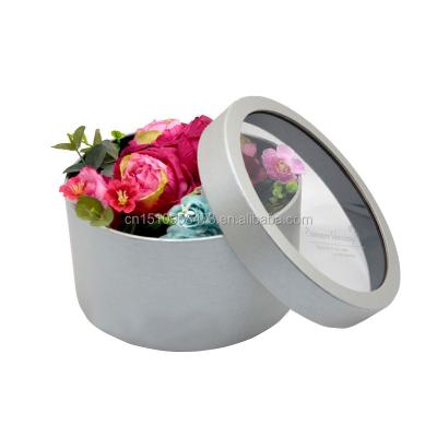 China Recyclable Custom Cute Round Cardboard Flower Gift Boxes For Pink Flowers for sale