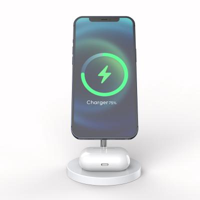 China 2021 High Speed ​​Wireless Charger 15W Magnetic 2 in 1 Wireless Charging Stand for Iphone 12 for sale