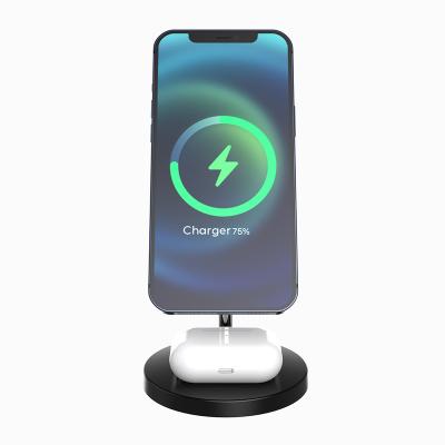 China Magnetic Connect Dropship 2021 Trending Magnetic Wireless Charger Holders 2 in 1 Charging Pad for iPhone AirPods for sale