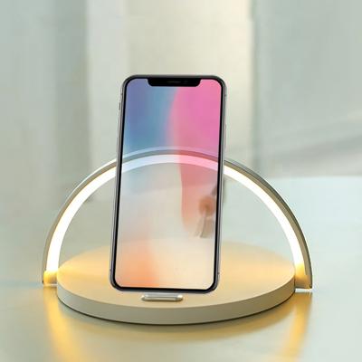 China Modern Warm Vendor Bedroom Bedside Table Desk LED Study Night Light Lamp with Mobile Phone Wireless Charger for sale