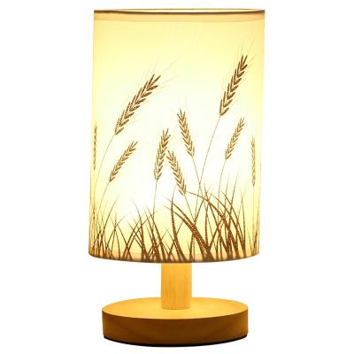 China Modern Creative Fabric Decor Shade USB Bedside Table Lamp Hotel Table Lamps Solid Wood Base Night Fill Lights for sale