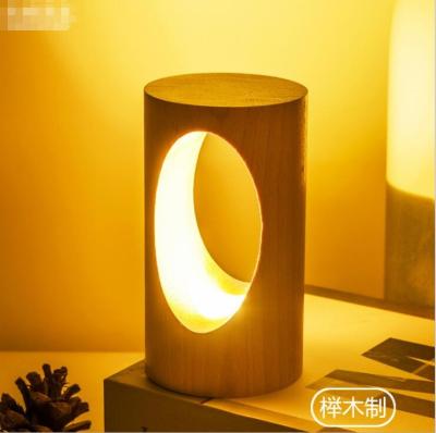 China Home Office Modern Decoration Dropship Wooden Magic Natural Usb Charging Small Led Night Desk Light for sale