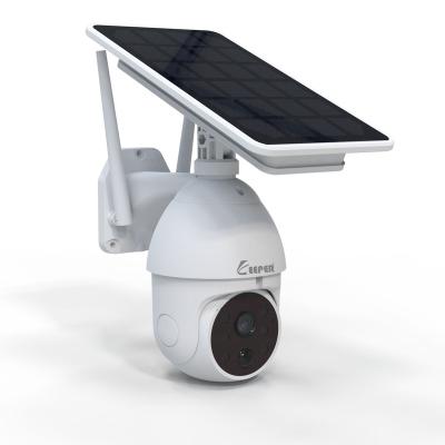 China Waterproof / Weatherproof IP65 Solar Surveillance Equipment 8*18650 PTZ Battery Waterproof White Camera for sale