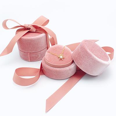 China Factory Wholesale Pink Wooden Velvet Jewelry Gift Box Gift Box Jewelry Gift Box for sale