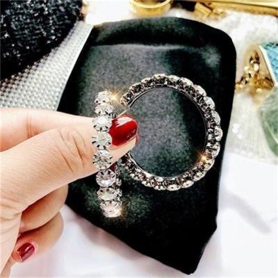 China Trendy Luxury Cubic Zirconia Large Circle Diamond Stud Earrings Sellers Big Circle Earrings Hiphop Stud Earrings for sale