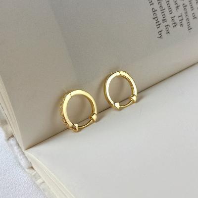 China CLASSIC Women Zircon Inlaid Earrings Gold Plated Stud Earring Zircon Earrings Jewelry 925 Sterling Silver for sale