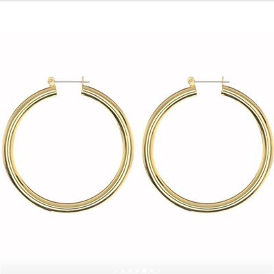 China Wholesale Hiphop Factory Big Circle Earrings Titanium Steel Gold Plated Stainless Steel Earrings for sale