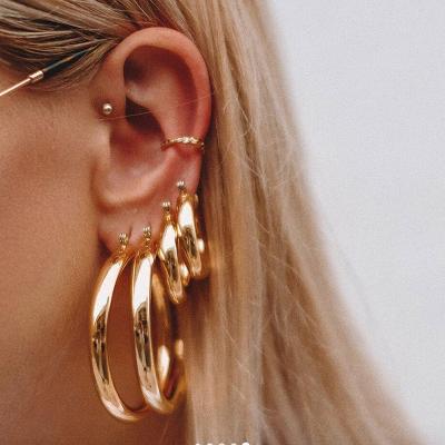 China Hot punk titanium steel circle stud earrings bulky earrings in 2022 sale hiphop ear clip/ear large earrings for sale