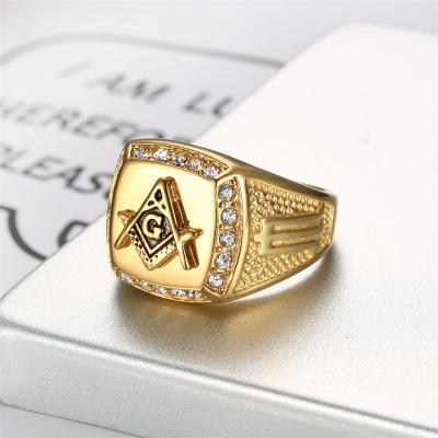 China Factory Outlet TRENDY Gold Rings Stainless Steel Freemason Rings For Men Rings Stainless Steel for sale