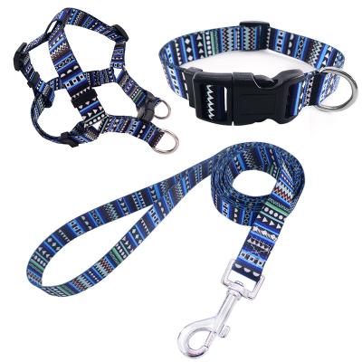 China Promotional Hot-selling Amazon Fashion Dog Harness Pet Collar Quick Release Pet Clothes Strong Dog Collar Leash Harness Set for sale