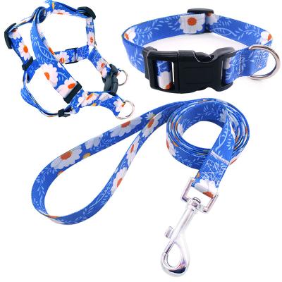 China Quick Release Cute Amazon Pattern Promotional Hot-selling Eco-friendly Pet Clothes Durable Dog Collar Leash Harness Set for sale