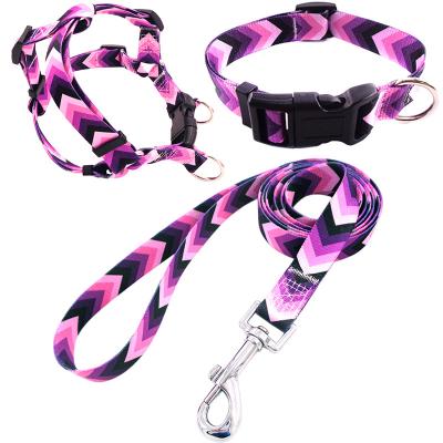 China Quick Release Factory Wholesale Amazon Hot-selling Pet Lead Cute Pattern Sublimation Printing Pet Clothes Durable Dog Collar Leash Harness Set for sale