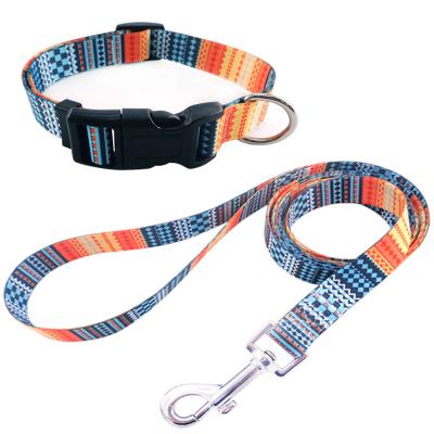 China Custom Customized Design Fashion Design Sublimation Polyester Durable Pet Accessories Dog Leash Set Promotional Dog Collar Leash Set for sale