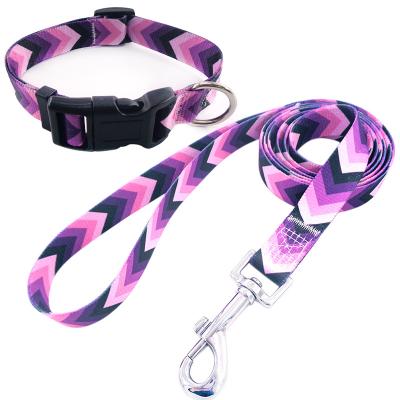 China Personalized Sublimation Printing Polyester Eco-Friendly Material Dog Clothes Dog Leash Set Promotional Dog Collar And Leash Set for sale