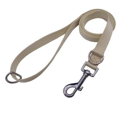 China Custom Wholesale Fashion Plain Double Dog Leash Durable Nylon Factory Bestselling Dog Leads With Double D-Rings for sale