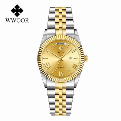 China New Arrival WWOOR 8886 Business Automatic Wristwatch Men's Date Sport Calendar Stainless Steel Waterproof Strap Watches Logo Quartz Watch Custom for sale