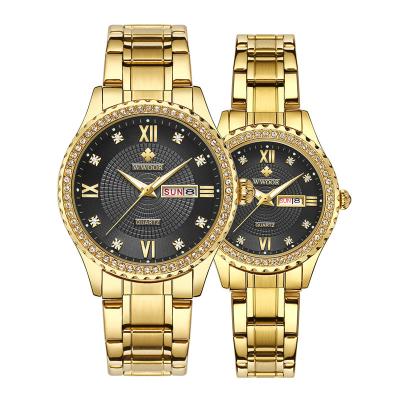 China Auto Date Top Brand WWOOR Couple Watches Classics Diamond Embellishment Dial Waterproof Wristwatch Luxury Quartz Watches Custom Logo for sale