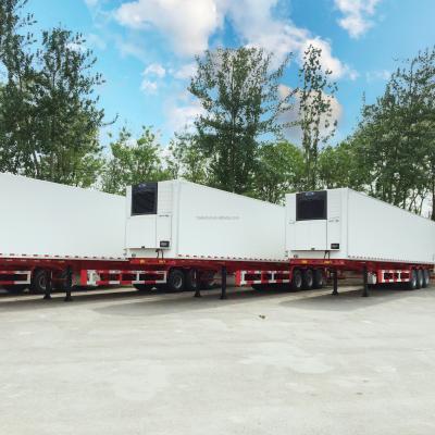 China Max Payload 40ft 2 Axles FRP Coated PUR Semi-Trailer Thermoking Carrier for Fresh Fruits and Frozen Meat for sale