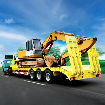 China Max. Payload 60T Exterior Dimension 8m*3 Heavy Construction Machine Transit Fixed Gooseneck FGN Low Bed Trailer for sale