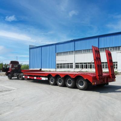 China 80 Ton Capacity FGN Low Bed Trailers with Wabco Brake System and Loading Deck 596 x 3 for sale