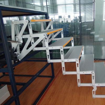 China Powder Coated Aluminum Alloy Electric Swing Motorhome Stairs 6 Steps 1350mm Floor Height for sale