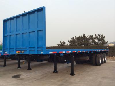 China 32 ton nuttige lading 40ft 3 trommelassen platbed container half vrachtwagen aanhangwagen met voorbeschermer Te koop