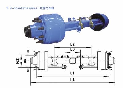 China Drum Axles Performance Truck Parts American Type Axles In-Board Axle 8T - 20T for sale