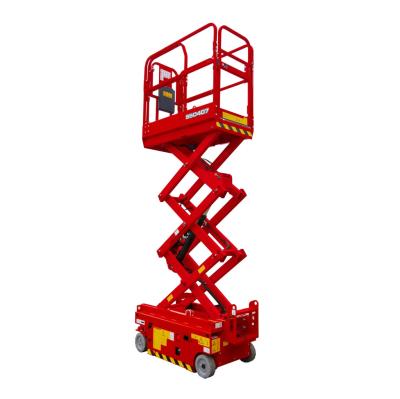 China Red Color 5.6m 18ft Height Lift Upright Scissor Lift Reinforced Working Platform for sale