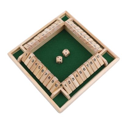 China Four Sided Wooden 10 Numbers Closed Box Wooden Board Game Fins And Dice Set Deluxe Board Game Party Club Games For Adults Families for sale