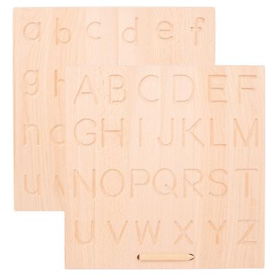 China Wood + Wooden Banboo Montessori Board Discovery Toy For Girls Boy Upper Case Double Sided And Lowercase Letters Number Educational Game Toy Product for sale