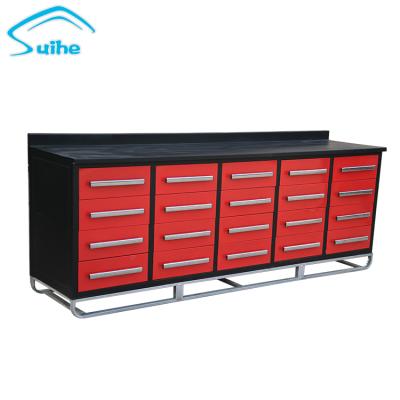 China Large Steel 20 Drawers Easy Modular Design Garage SUIHE Tool Cabinet Storage Workbench for sale