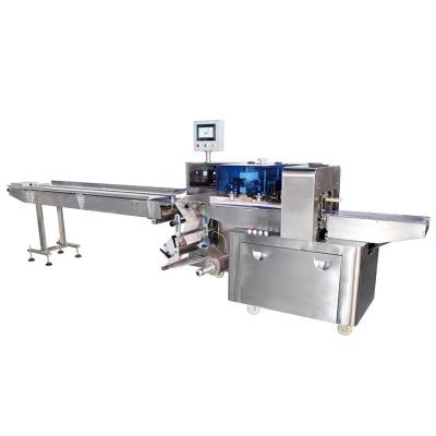 China PLC System High Tail Seal Effect Automatic Flow Package Wrapping Packing Machine For Irregular Products for sale