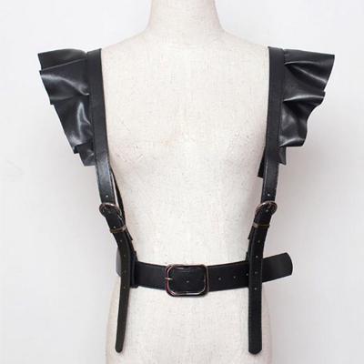 China Decoractive Women's Punk Garter Straps Belt Body Harness Lingerie Leather Chest Sexy Suspenders Belt for sale