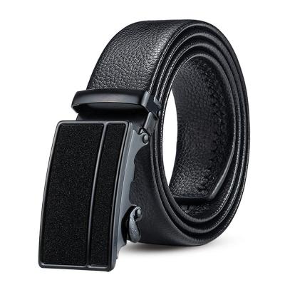 China Decoractive Factory New Men's Automatic Buckle PU Microfiber Material Ratchet Leather Black Belt for sale