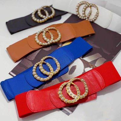 China Hot Selling Decoractive Ladies Western Leather Designer Brand Stretch Waist Women Elastic Belt for sale