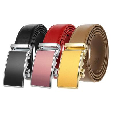 China Formal Zinc Alloy Automatic Buckles Color Mens Belts Genuine Leather for sale