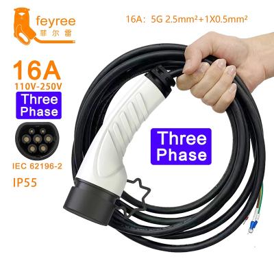 China feyree EVSE Charger Cable 16A 11KW 3 Phase Type - 2 Socket Adapter IEC62196-2 Female Connector For 11kw Electric Car Charging Station for sale