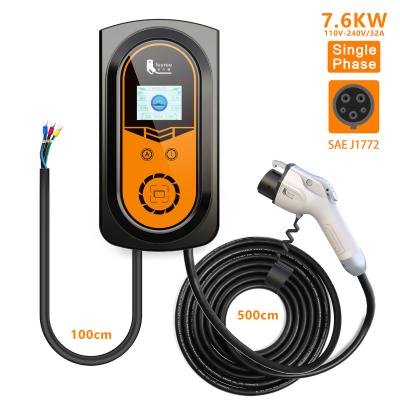 China Test Display Fryree 2022 Electric Car Charger 32A 7kw Hot Selling Portable AC Charging SAE J1772 TYPE 1 Electric Car Charger for sale