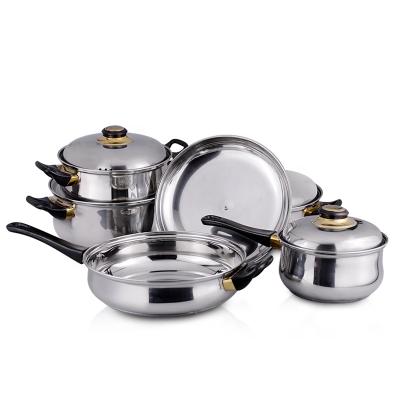 China Sustainable Kitchen Double Bottom Cooking Pot and Pan 12pcs Stainless Steel Cookware Set for sale