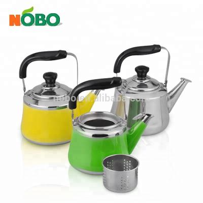 China Sustainable Promotional Colorful Stainless Steel Kettle Tea Kettle Whistling Kettle With Filter for sale