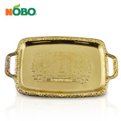 China For Food Stainless Steel Plate Serving Tray Gold Serving Airline Food Trays for sale