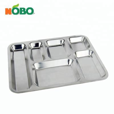 China Cheap Sustainable 6 Compartment Stainless Steel Hospital Food Tray for sale