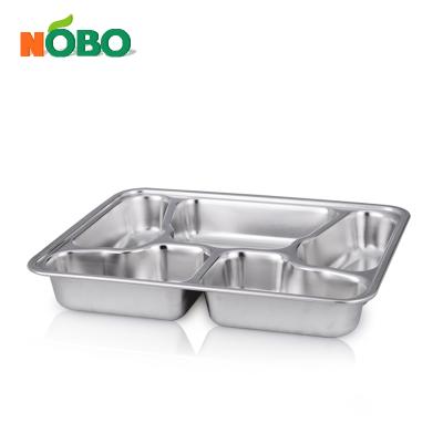 China School Stainless Steel School Lunch Box Dish 5 Compartment Food Tray With Lid for sale