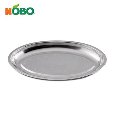 China Sustainable Stainless Steel Buffet Dish Dinnerware Oval Deep Egg Shape Tray for sale