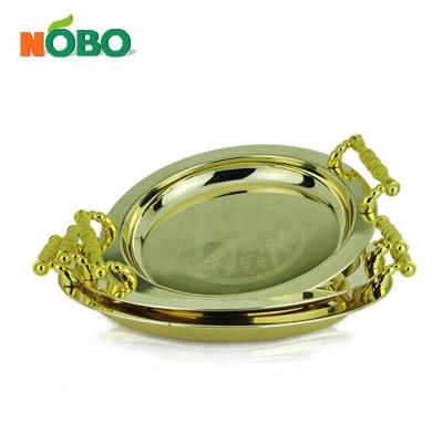 China High Quality Wedding Viable Custom Color Decorative Stainless Steel Embossed Pattern Round Tray for sale