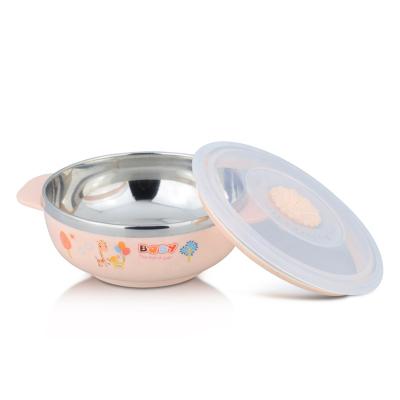 China Sustainable Korean Children's Logo Stainless Steel Kids Food Unbreakable Plastic External Custom Bowl With Spoon for sale