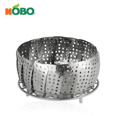 China Vegetable Retractable Folding Folding Tray Basket Stainless Steel Household Steamer Wholesale Viable for sale