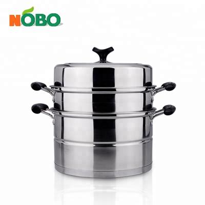 China Sustainable European style 2 layers SUS201 stainless steel cookware steam pot set for sale