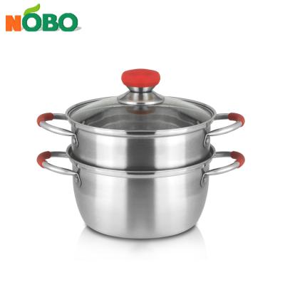 China Good Quality Stainless Steel 2 Tier Sustainable Soup Pot Steaming Cookware Steamer for sale