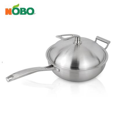 China High Quality Double Sided Pot Wok Pan Tri-Ply Stainless Steel Cooking Sustainable Kitchen Induction Frying Pan Set for sale